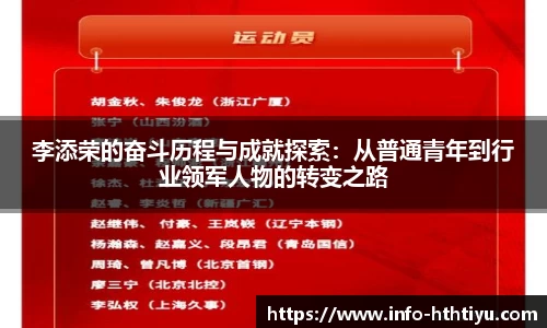 李添荣的奋斗历程与成就探索：从普通青年到行业领军人物的转变之路